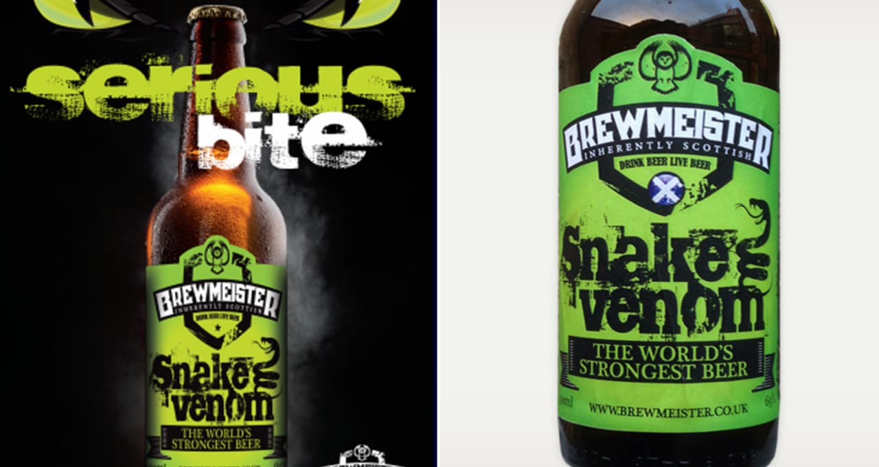 The Arms Race For The World S Strongest Beer Continues With Brewmeister Snake Venom First We Feast Snake venom is so strong that we have put a warning label on the neck of the bottle warning drinkers to beware. brewmeister snake venom