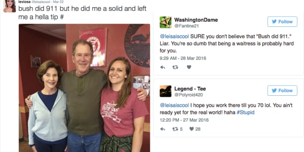 Waitress Who Got A Big Tip From George W Bush Walks Back Her Viral Bush Did 9 11 Tweet First We Feast