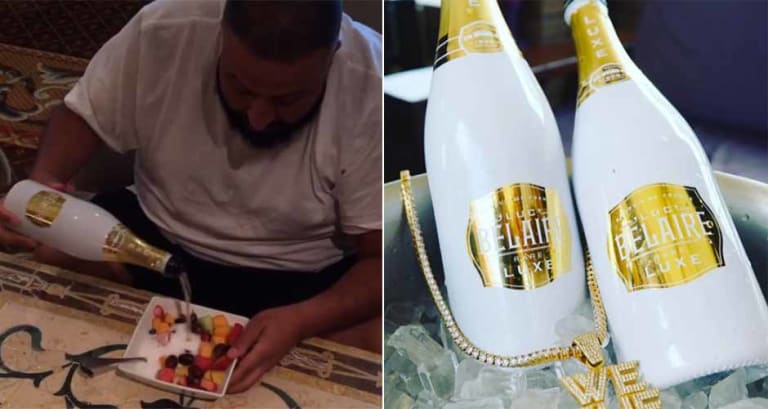 Watch Dj Khaled Pour His New Champagne On Some Fruit Salad First We Feast Another drop from dj khaled's kiss the ring with features galore having lil wayne, future, and t.i. watch dj khaled pour his new champagne