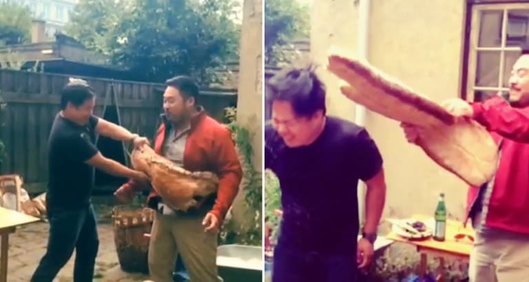 Watch David Chang And I Lucky Peach I Editor Chris Ying Smack Each Other With Enormous Loaves Of Bread First We Feast