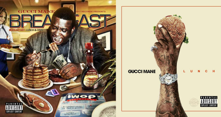 dug Pol Bage Gucci Mane Album Cover Art for "Breakfast," "Lunch," and "Dinner" is Fire |  First We Feast