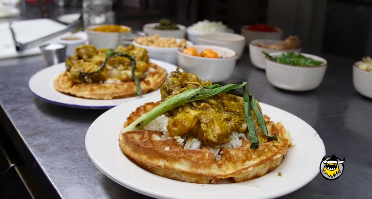 Joey Bada Makes Curry Chicken And Waffles With Sweet Chicks John Seymour First We Feast