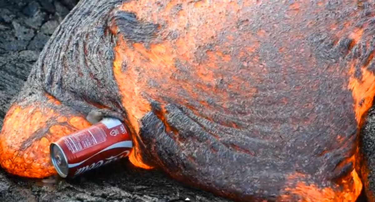 Watching Lava Destroy Coca Cola Cans is Totally Mesmerizing First We