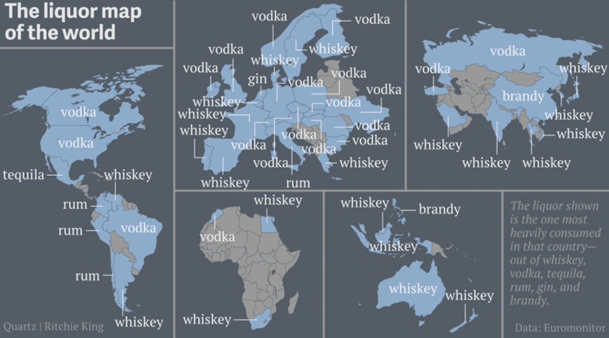 Map Shows Liquor Preferences Around the World | First We Feast