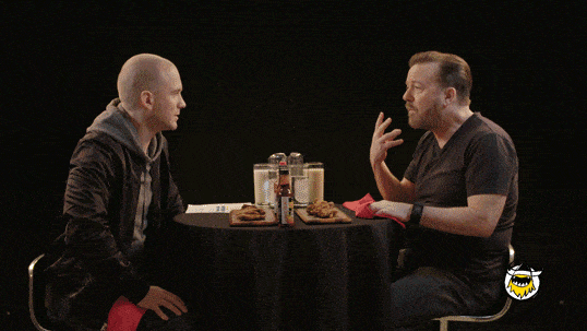 Ricky Gervais Hot Ones GIF