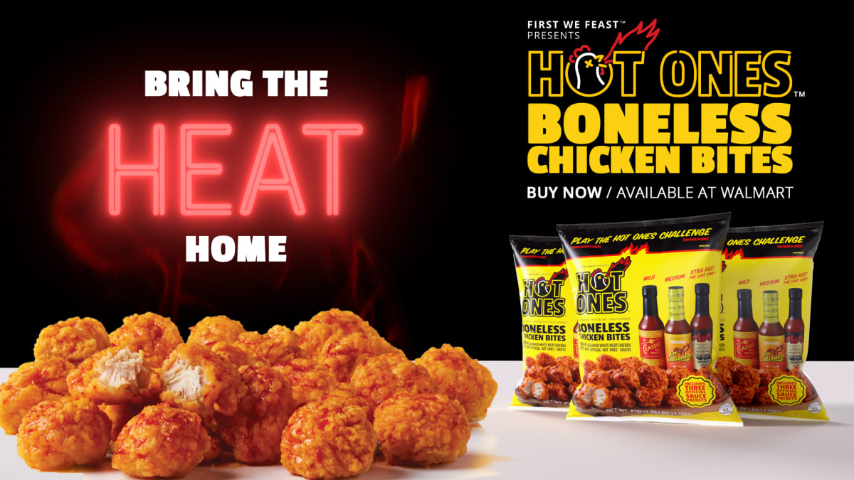 Hot Ones Mild, Medium & Hot Boneless Chicken Bites, 41 oz (Frozen) 