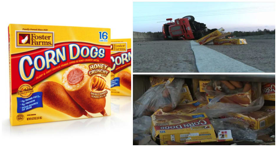 CarnivalFood Carnage Truck Unleashes 76,000 Corn Dogs onto a Highway in Louisiana First We Feast